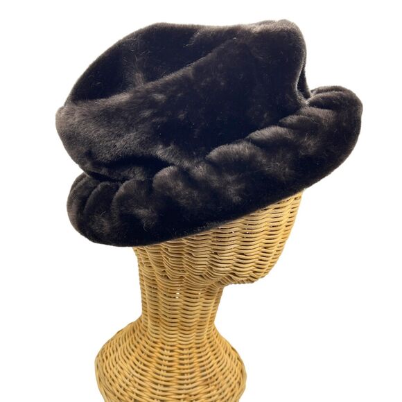 Betmar Hat New York Black Brown Faux Fur Lined Winter Made in USA Women Vintage main image 6